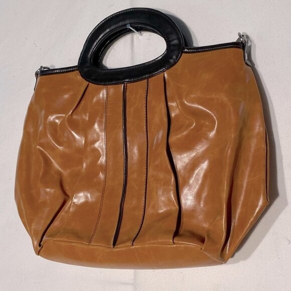 Espe Tan Vegan Leather Balloon  Bag with Shoulder Strap - Picture 1 of 13
